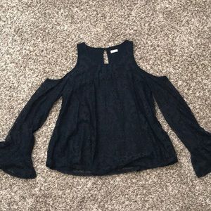 Hollister black, lacy cold shoulder blouse